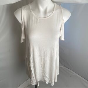 Reborn J white cold shoulder top